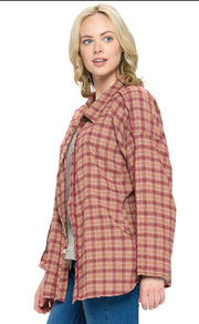 Yak Yeti Plaid button up plaid blouse in organis soft fabrics - Robin Boutique-Boutique 