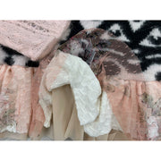 Repurposed Angora Mohair pullover cropped sweater in black, white and pinks. One size - Robin Boutique-Boutique    &.  Reloved Fabrics