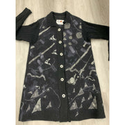 Black and White Dots Hand Felt Wool Coat - Robin Boutique-Boutique    &.  Reloved Fabrics