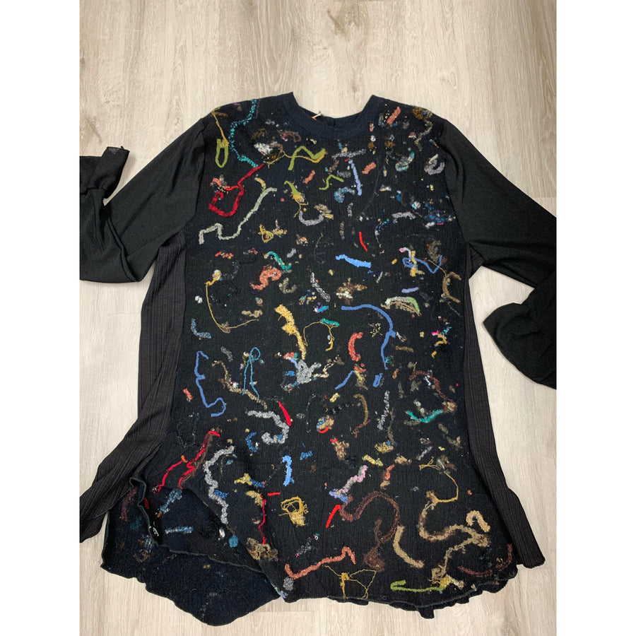 Black felt one-of knit tunic/dress - Robin Boutique-Boutique 