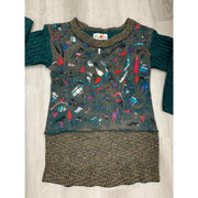 Green and brown wool pullover felted sweater jumper in recycled fabrics - Robin Boutique-Boutique 