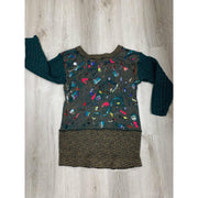 Green and brown wool pullover felted sweater jumper in recycled fabrics - Robin Boutique-Boutique 