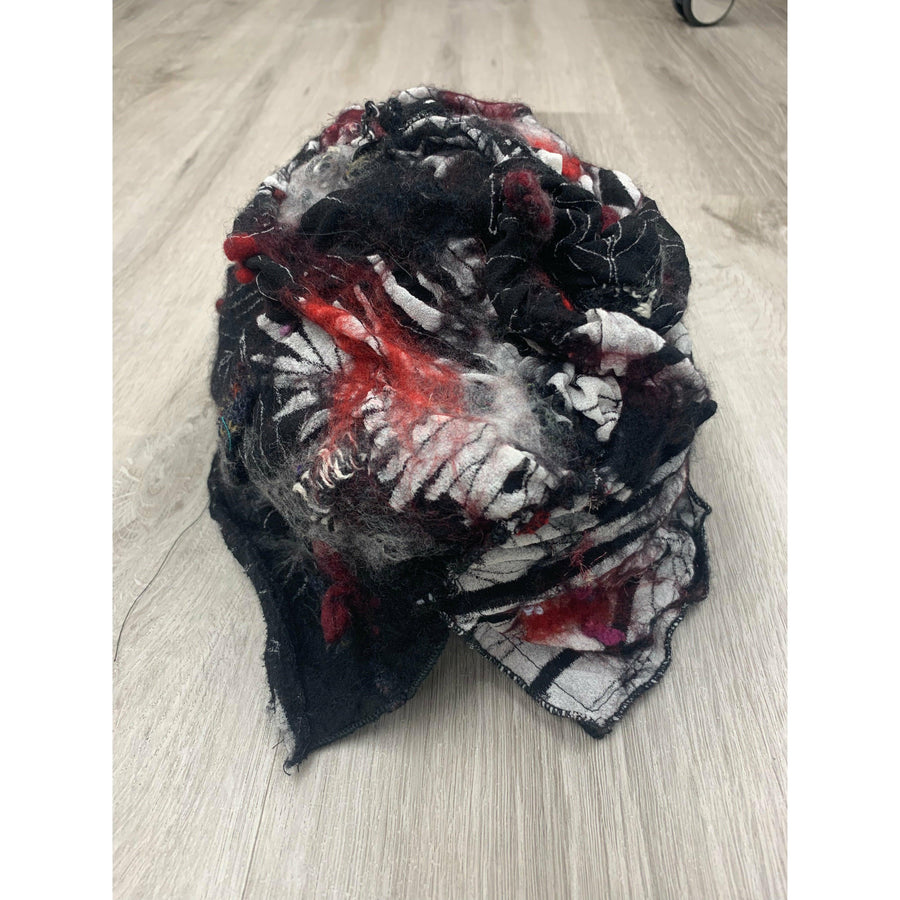 Red and Black “French Style” Hand Felt and Stitched Hat - Robin Boutique-Boutique 