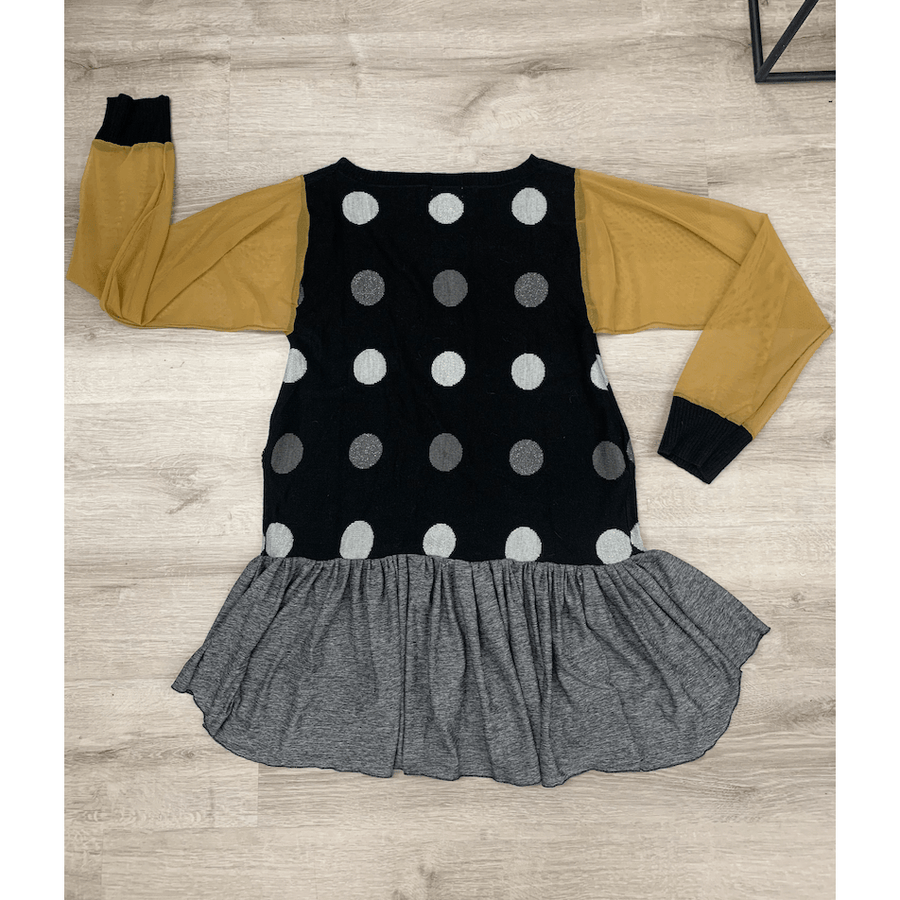 Beaded Polka Dot Repurposed Long sleeve Sweater Size XL - Robin Boutique-Boutique    &.  Reloved Fabrics