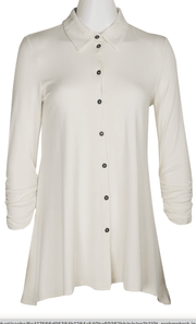 Cupio Long Sleeve Ruched Button Front Blouse - Robin Boutique-Boutique 