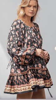 Easel Printed Ruffle Hem Top - Robin Boutique-Boutique 