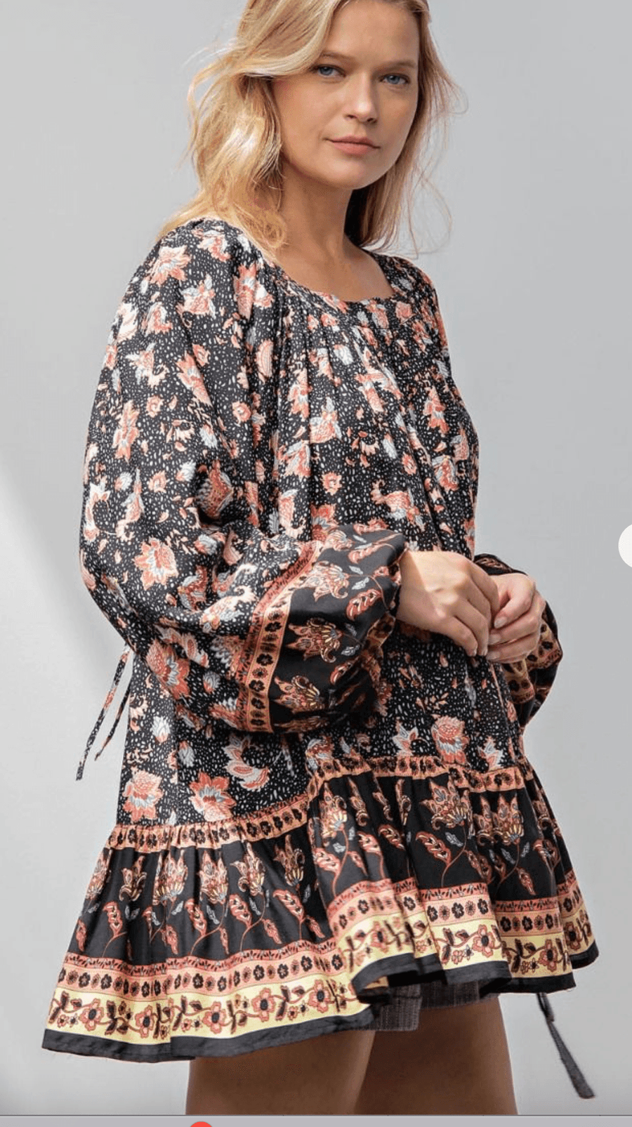 Easel Printed Ruffle Hem Top - Robin Boutique-Boutique 