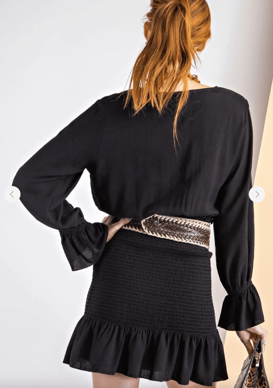 Easel Shirred Hip Skirt Dress - Robin Boutique-Boutique 