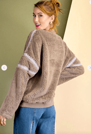 Easel Trimmed Fleece Knit Pullover Top - Robin Boutique-Boutique 
