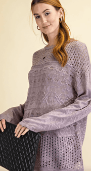 Easel Mauve Textured Pullover Sweater - Robin Boutique-Boutique 