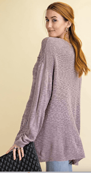 Easel Mauve Textured Pullover Sweater - Robin Boutique-Boutique 