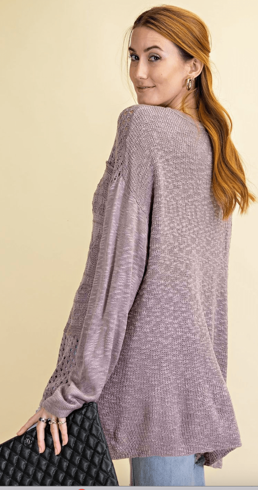 Easel Mauve Textured Pullover Sweater - Robin Boutique-Boutique 