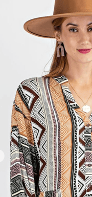 Easel Tribal Print Long Sleeve Top - Robin Boutique-Boutique 