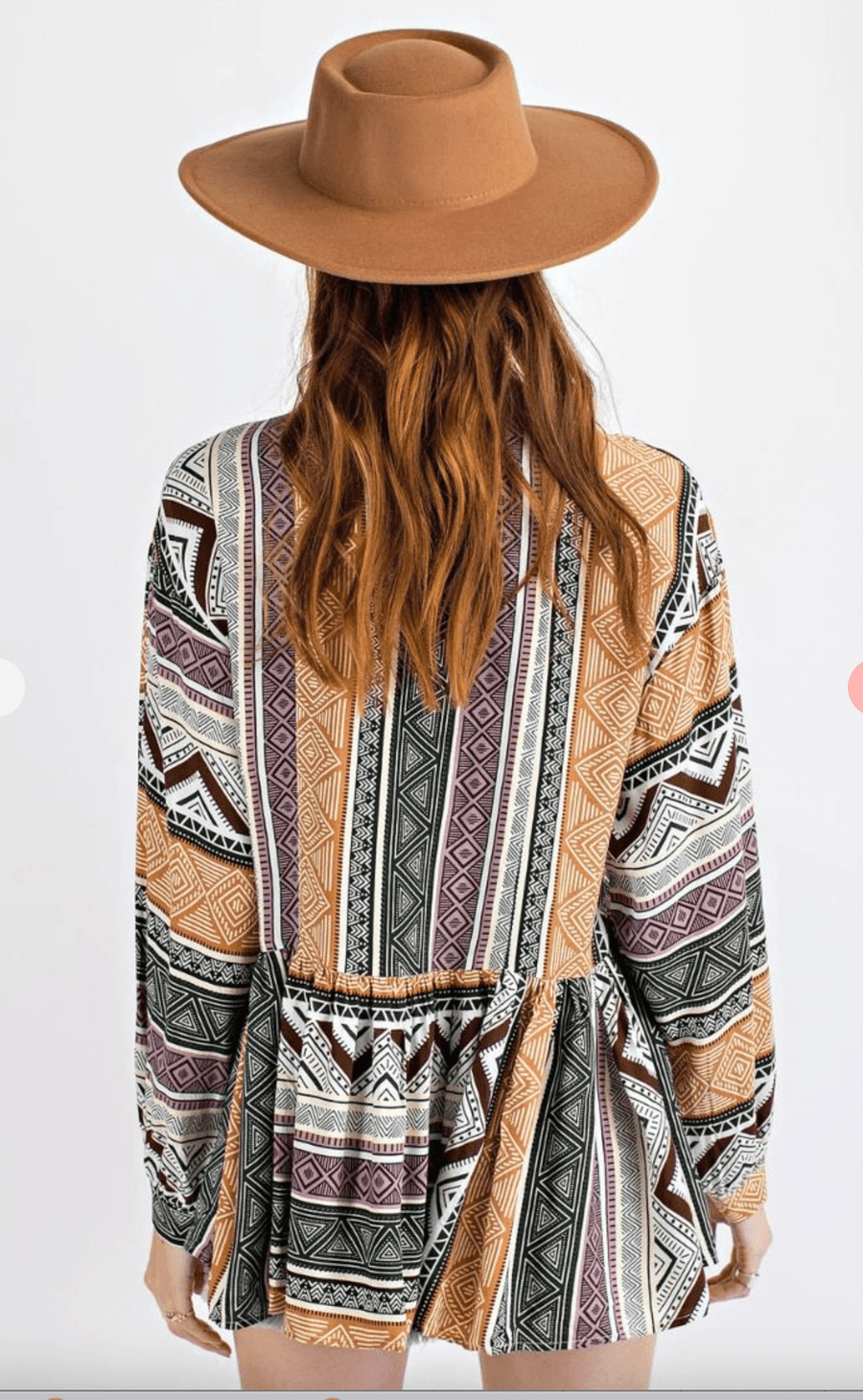 Easel Tribal Print Long Sleeve Top - Robin Boutique-Boutique 