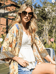 Easel Long Sleeve Kimono Jacket with Pockets - Robin Boutique-Boutique 