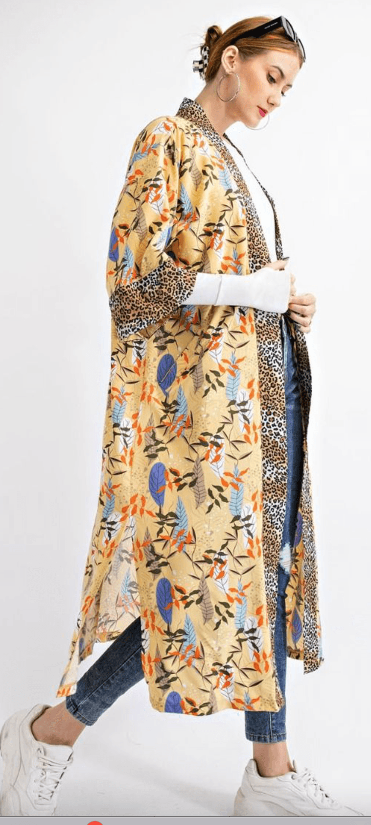 Easel Long Sleeve Kimono Jacket with Pockets - Robin Boutique-Boutique 