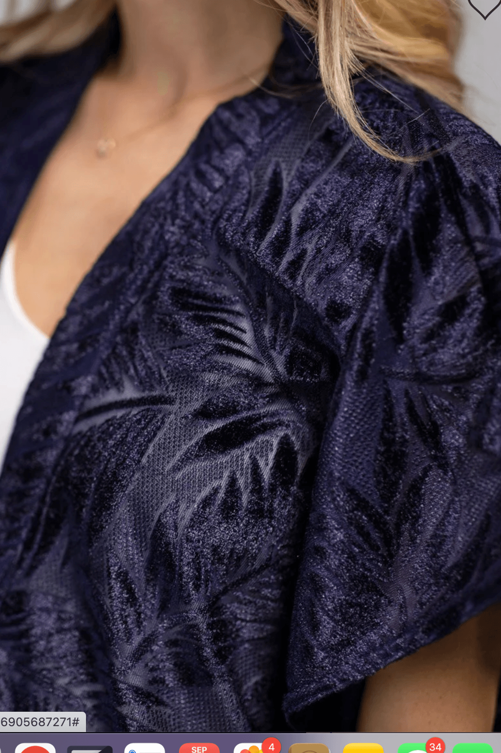 Burnout Velvet Navy Kimono - One Size - Robin Boutique-Boutique 
