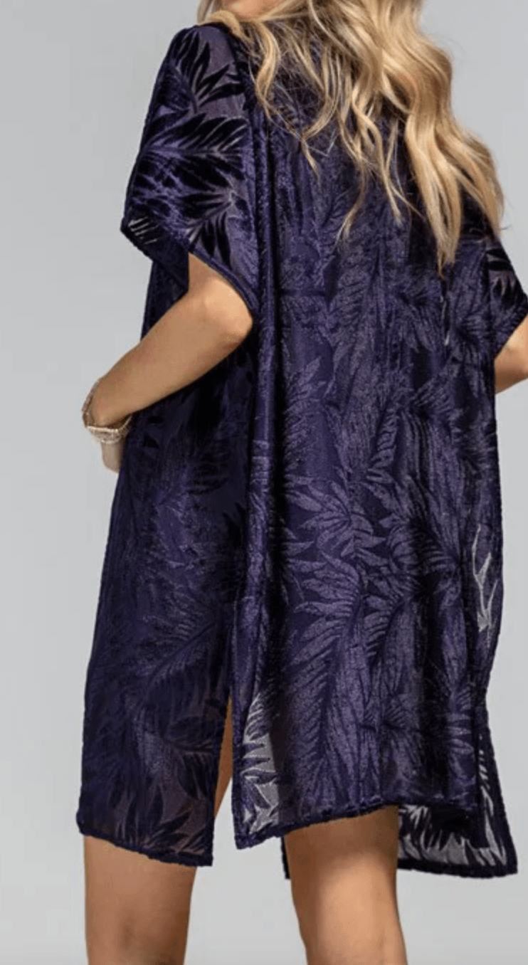 Burnout Velvet Navy Kimono - One Size - Robin Boutique-Boutique 