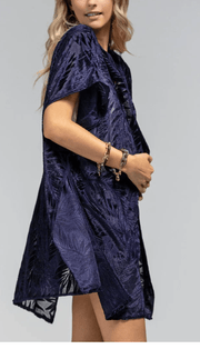 Burnout Velvet Navy Kimono - One Size - Robin Boutique-Boutique 