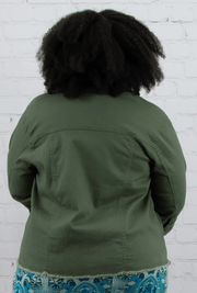 Plus Size Denim Jacket with Frayed Edge - Robin Boutique-Boutique 