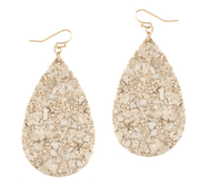 Shimmering lightweight teardrop earrings made from cork - Robin Boutique-Boutique 