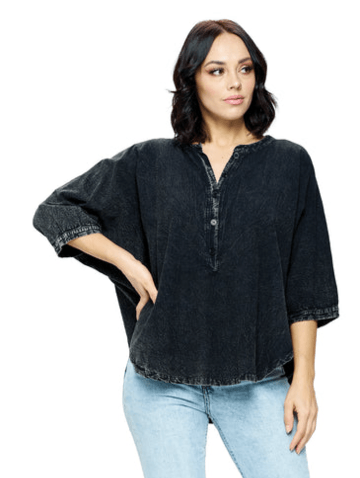 Yak Yeti Poncho Top in Stone Wash Green 22641 - Robin Boutique-Boutique 