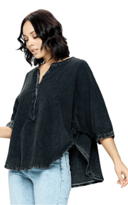 Yak Yeti Poncho Top in Stone Wash Green 22641 - Robin Boutique-Boutique 