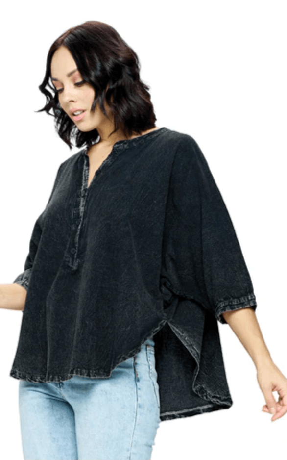 Yak Yeti Poncho Top in Stone Wash Green 22641 - Robin Boutique-Boutique 