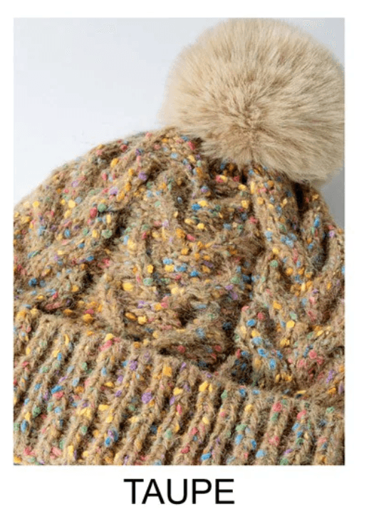 Multi Colored Pom Pom Knit Beanie Hat One Size 0040 - Robin Boutique-Boutique 