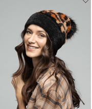 Knit Leopard Eyelash Beanie with Pom Pom 5087 - Robin Boutique-Boutique 
