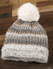 Metallic Striped Pom Pom Knit Hat 5117 - Robin Boutique-Boutique 