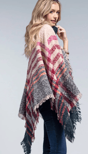 Ruggine Soft Plaid Poncho with Knit Turtle Neck One Size 2209 - Robin Boutique-Boutique 