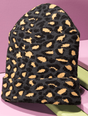Leopard Print Knit Beanie Hat One Size 5022 - Robin Boutique-Boutique 