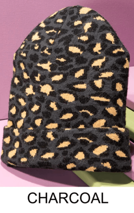 Leopard Print Knit Beanie Hat One Size 5022 - Robin Boutique-Boutique 