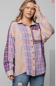 Easel PLAID MIX N MATCH BUTTON DOWN SHIRT - Robin Boutique-Boutique 