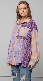 Easel PLAID MIX N MATCH BUTTON DOWN SHIRT - Robin Boutique-Boutique 