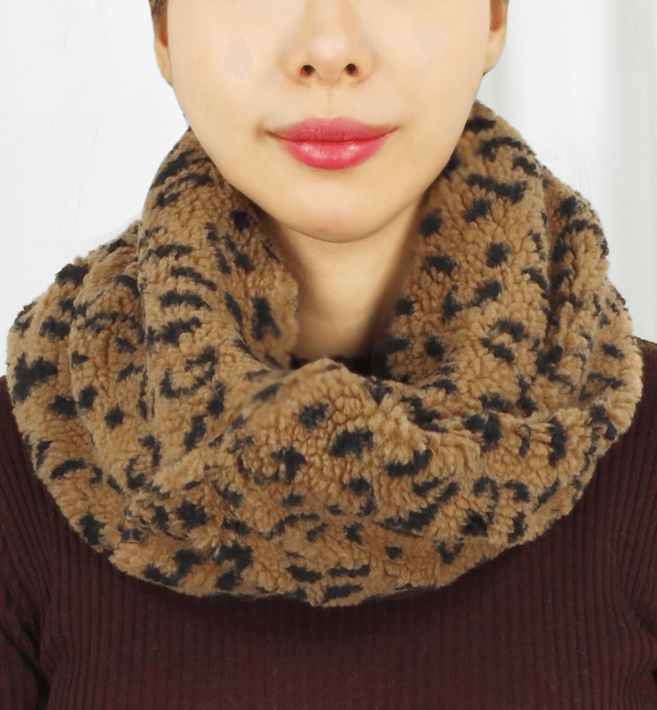 Faux Fur Animal Print Twisted Infinity Scarf - Robin Boutique-Boutique 