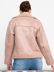 Faux suede Shearling lined short coat HMJ20963 - Robin Boutique-Boutique 
