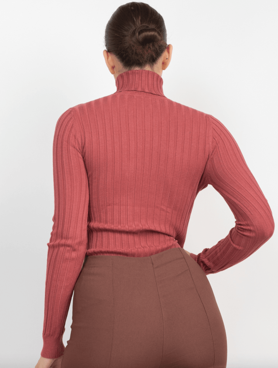 Ribbed long sleeve turtleneck sweater HMSW50167 - Robin Boutique-Boutique 