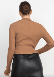 Ribbed long sleeve VNeck Henley style sweater HMSW50379 - Robin Boutique-Boutique 