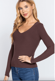 Fitted V-Neck Sweater by Active Basic SW71709 - Robin Boutique-Boutique 