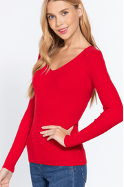 Fitted V-Neck Sweater by Active Basic SW71709 - Robin Boutique-Boutique 