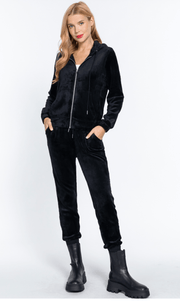 Basic Velour Jogger Sets - Jacket and Pants - SET12297 - Robin Boutique-Boutique 