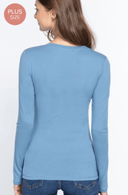 Basic PLUS SIZE long sleeve Scoop Neck Cotton Tops 18.00 T7666 - Robin Boutique-Boutique 