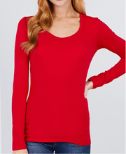 Basic PLUS SIZE long sleeve Scoop Neck Cotton Tops 18.00 T7666 - Robin Boutique-Boutique 