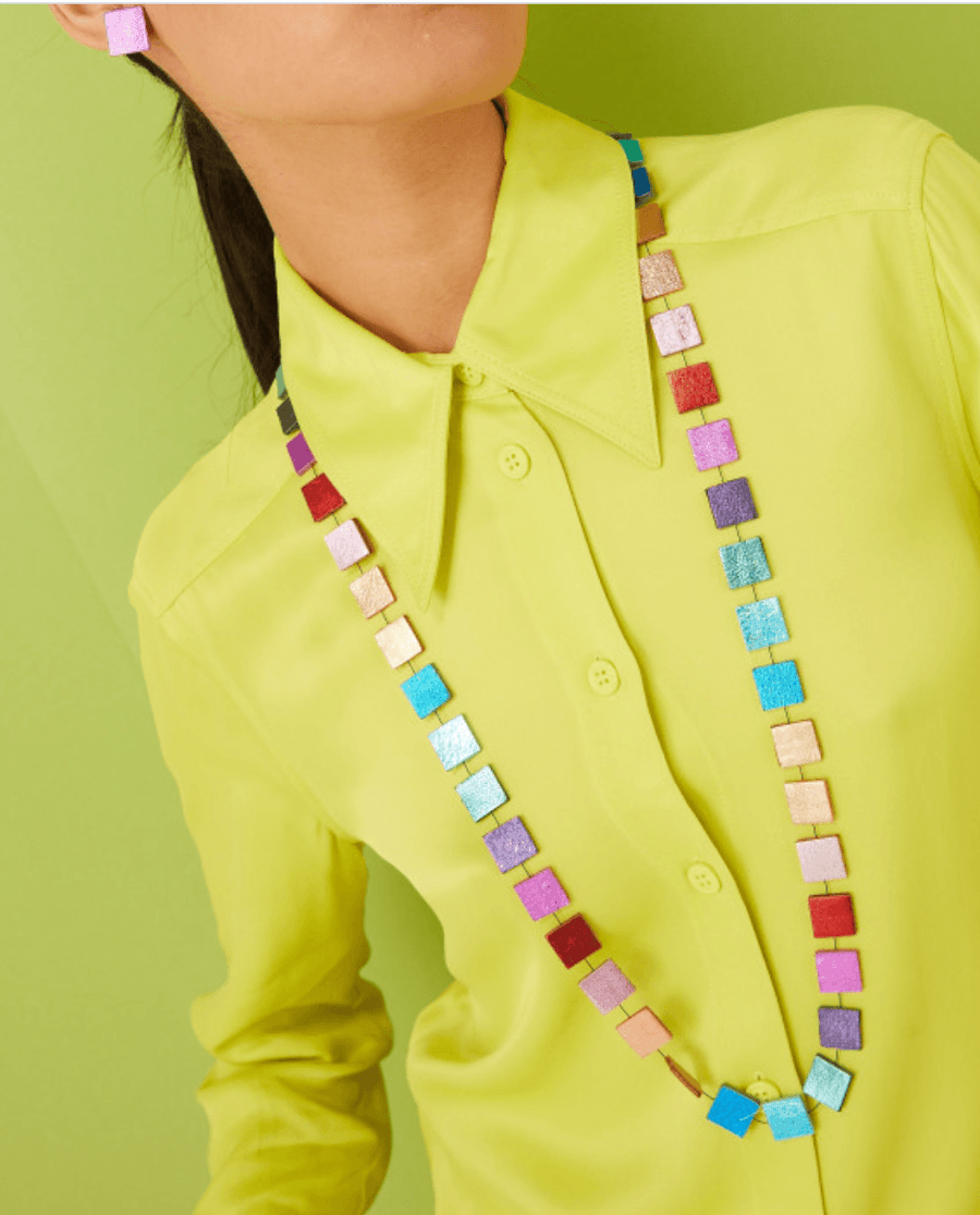 ISKN Rainbow Square Earrings Leather RB7 - Robin Boutique-Boutique 