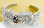 Large Ornate Crsytal Headband with Bead Strings 10251 - Robin Boutique-Boutique 
