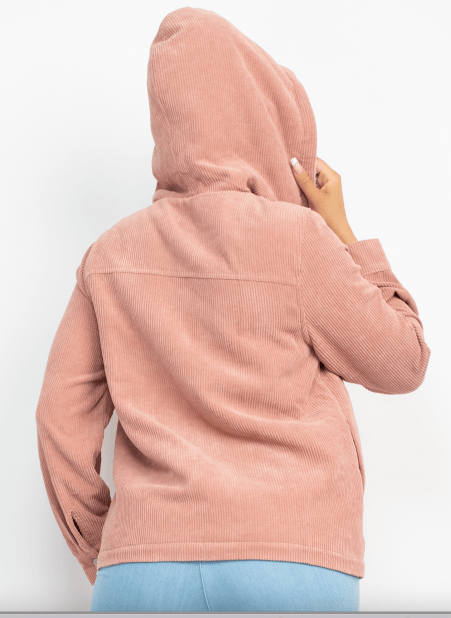 Cordoroy Jacket with Hood and Shearling lined BJ07273 - Robin Boutique-Boutique 