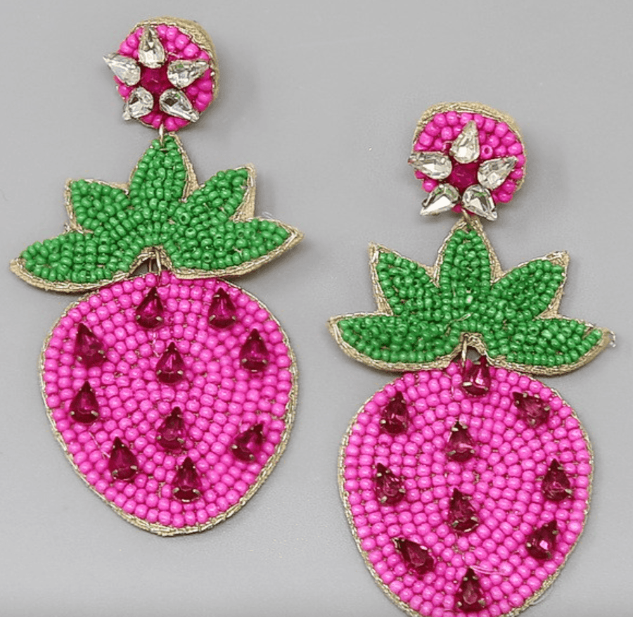 Beaded strawberry earrings in various styles - Robin Boutique-Boutique 
