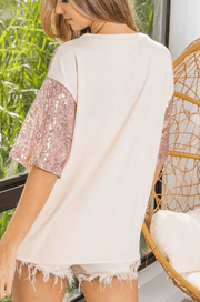 Short Sleeve Sequins Valentine Heart Shirt - Robin Boutique-Boutique 